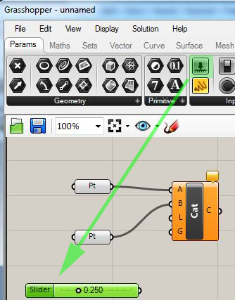 drag numerical slider to canvass