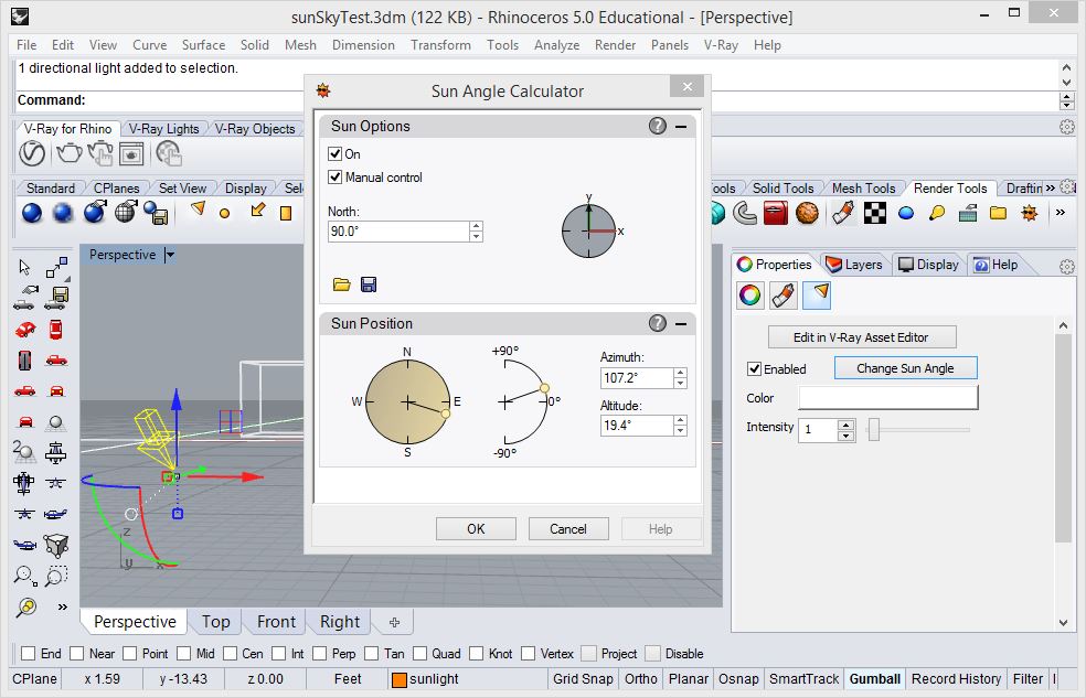 change sun angle tool