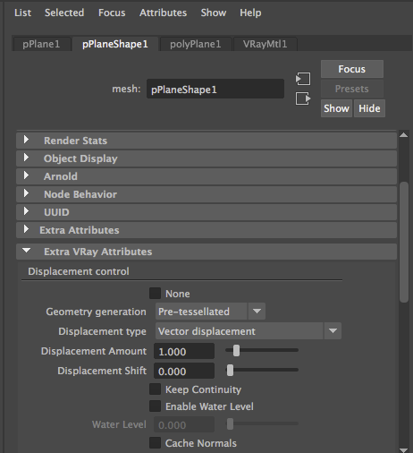 setup change to vector displacement