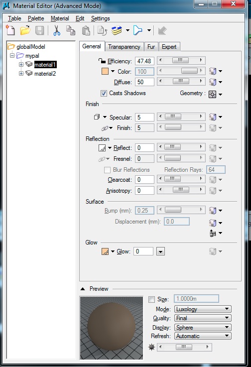 restore material table