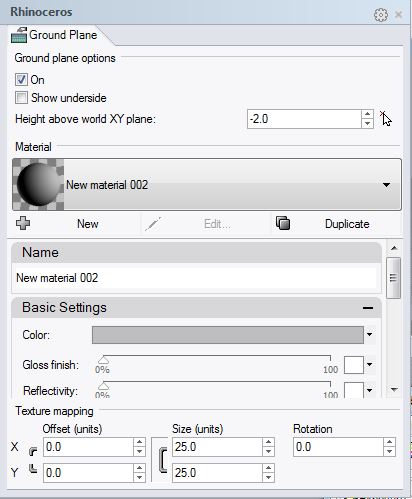 ground plane dialog box