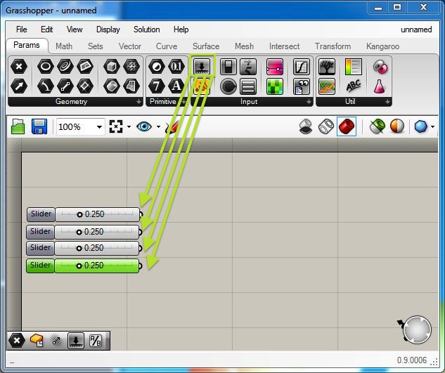 four parameter sliders