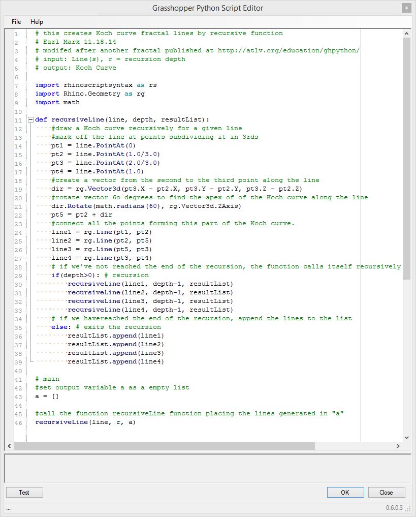 koch curve python editor