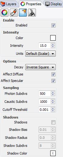 point light settings
