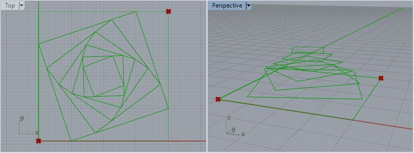 series of inner rotating polylines