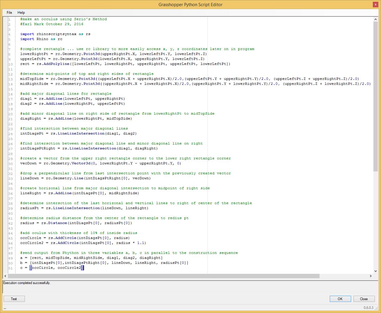 occulus Python script