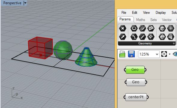 line geo component to sphere and cone