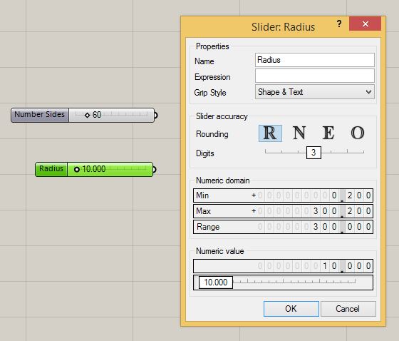 radius slider