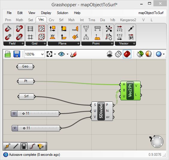 create vectors to surface