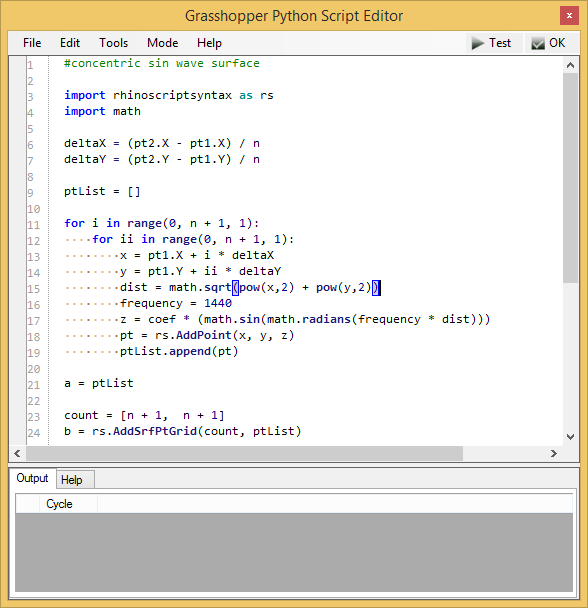 concentric sin wave script