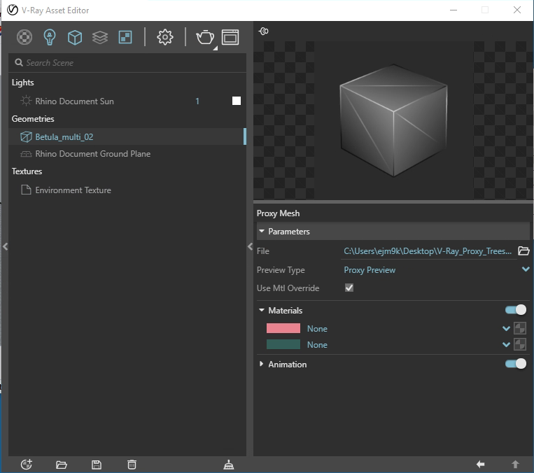 vray asset editor geometry properties