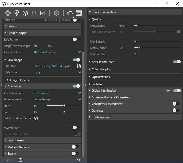 set to midday for single frame rendering