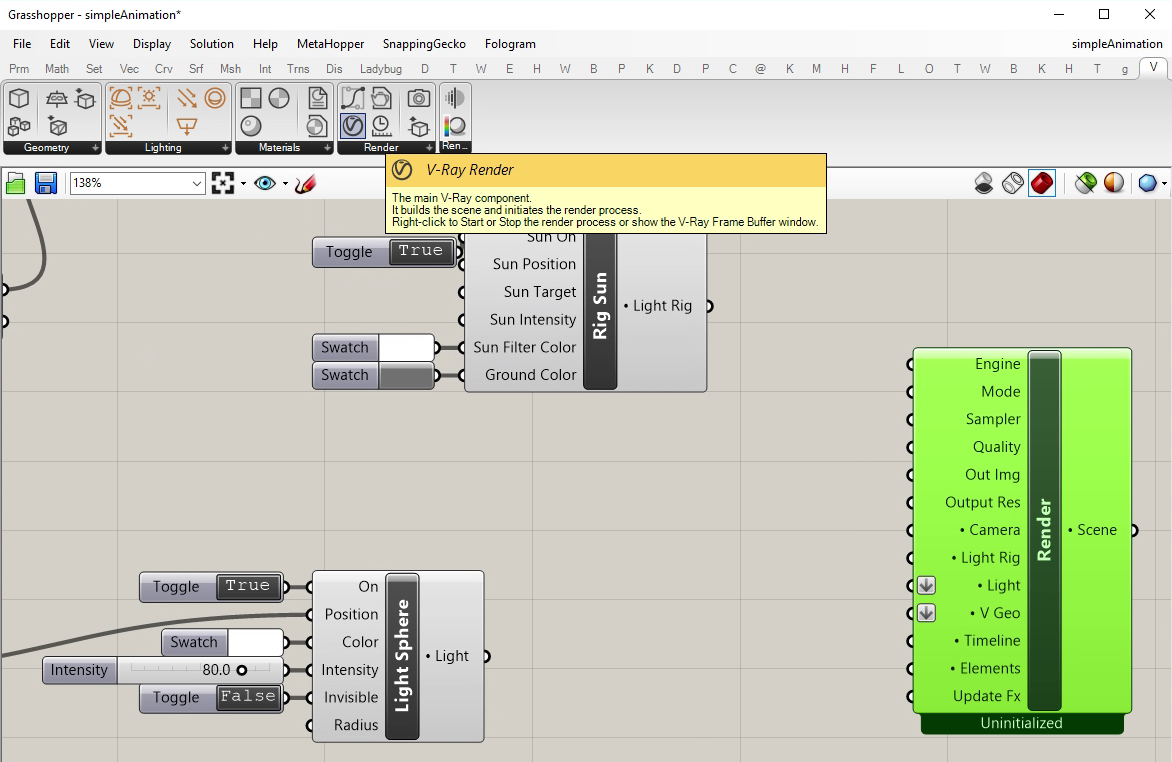 add v-ray render component
