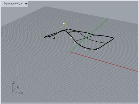 modified surface via control point on curve