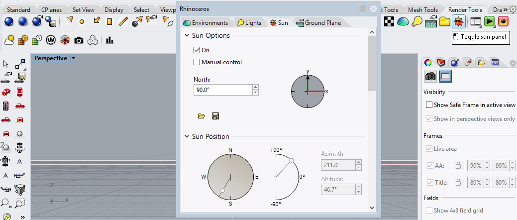 Rhino Sun Dialog Box