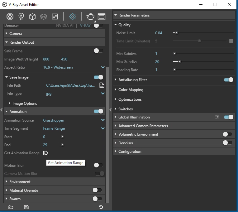 setup animation range