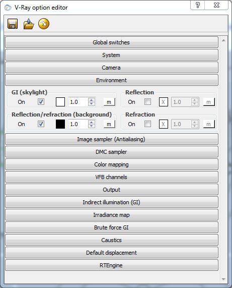options editor environment tab