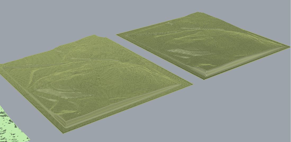 side by side comparison of two meshes