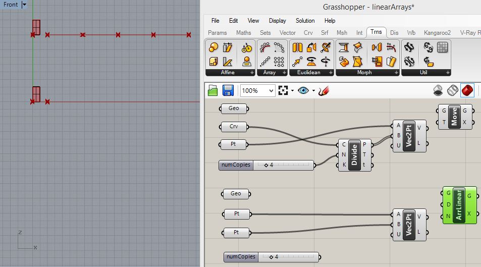 add move and array components