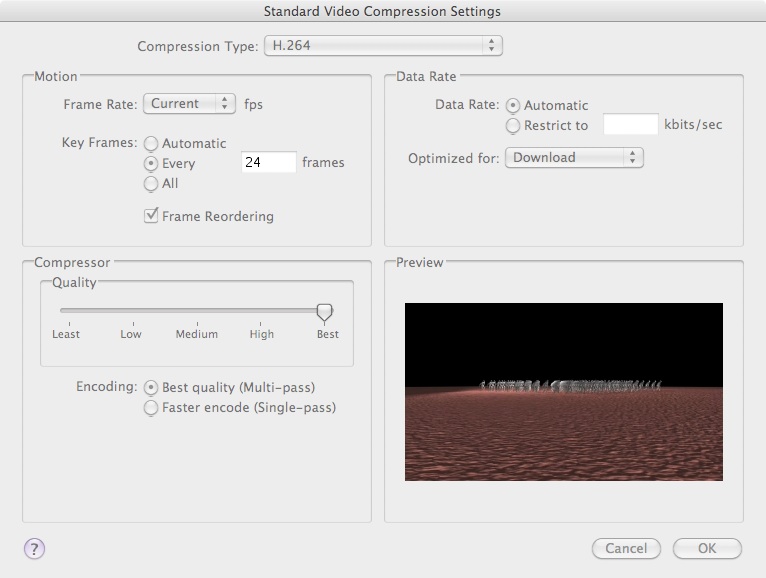 add H.264 compression