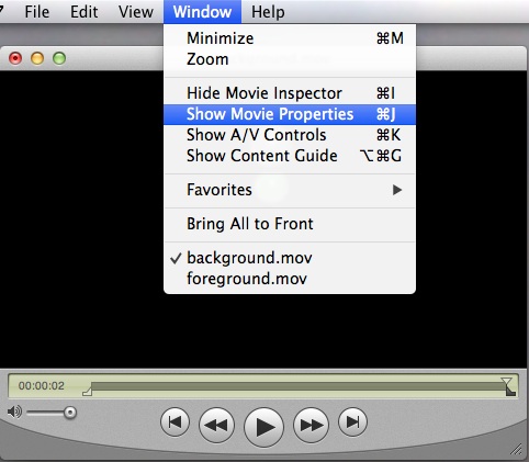 show movie properties menu
