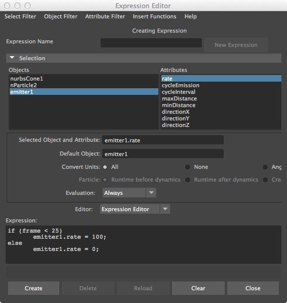 set emitter rate in mel