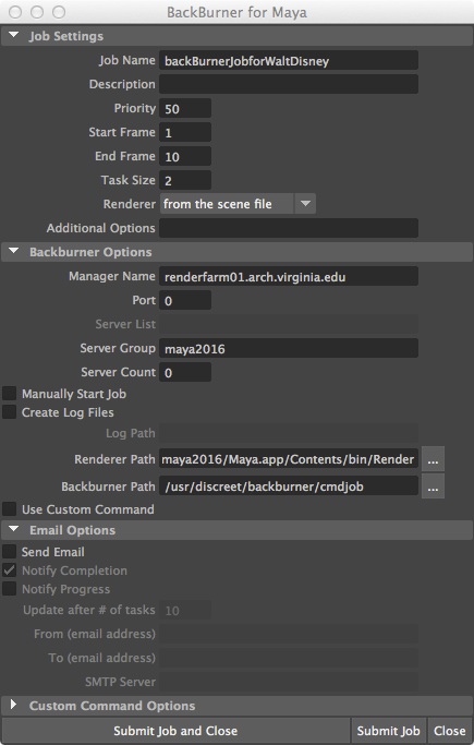 create backburner job