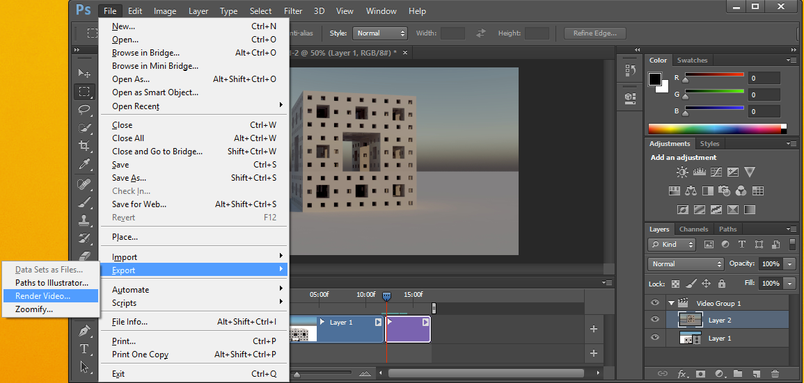 export rendered video