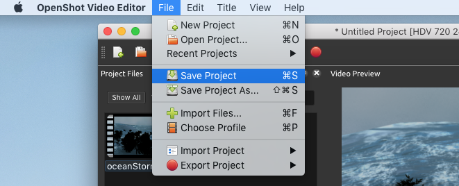 save project menu sequence