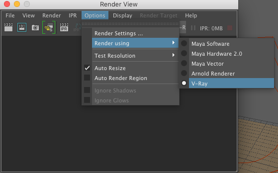 render options selection