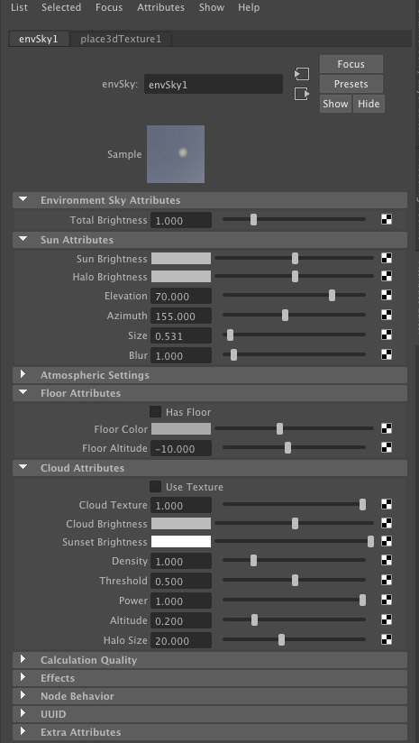 env sky attributes