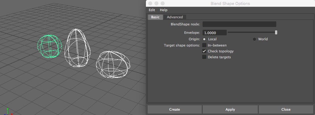 blend shape dialog box