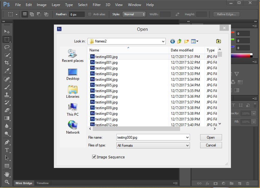 import frame sequence