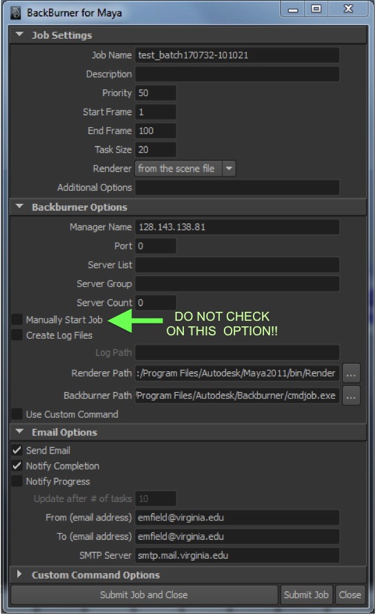 back burer dialog box