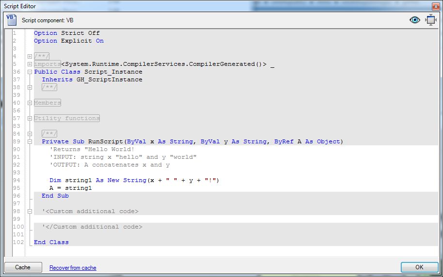 hello world script editor