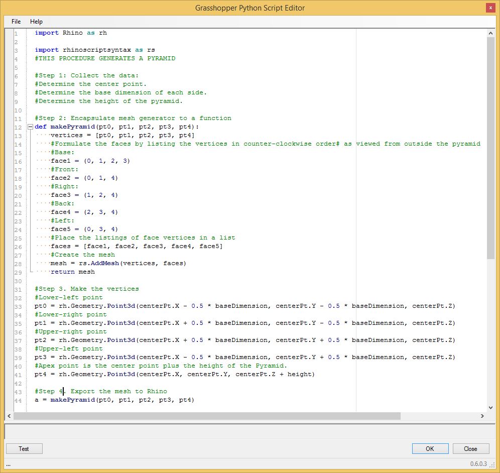 Python script with pyramid function