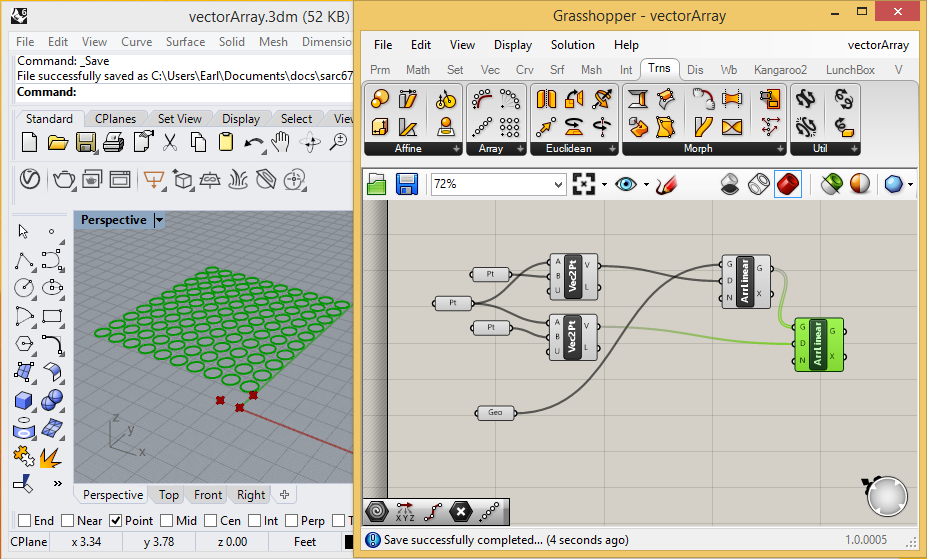 circle array in x and y directions